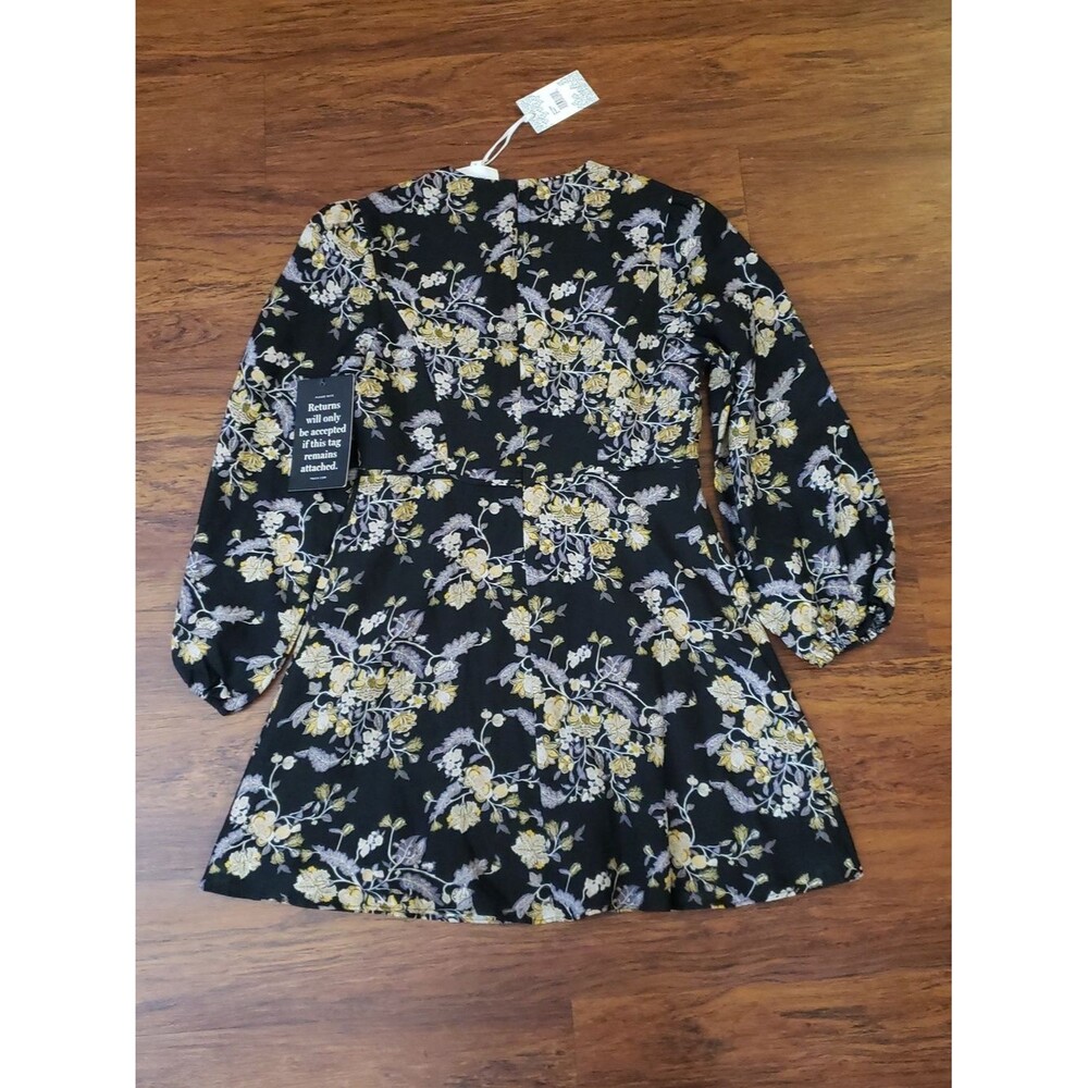 Tuckernuck Hyacinth House Black Sophia Floral Long Sleeve Mini Dress Size Small - Picture 7 of 7